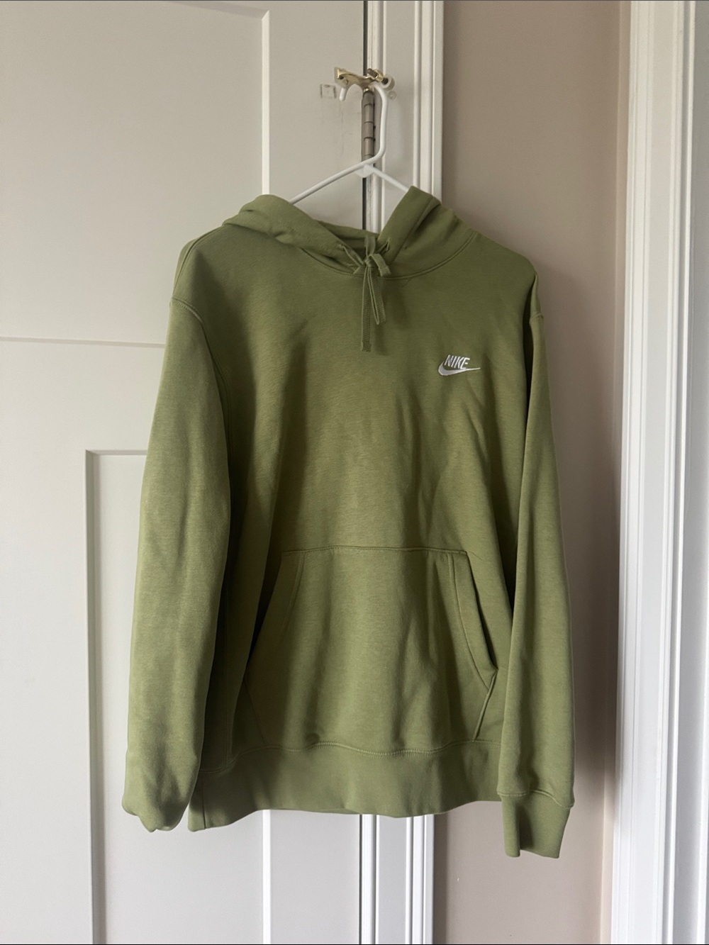 Nike Olive Pullover Hoodie with White Swoosh